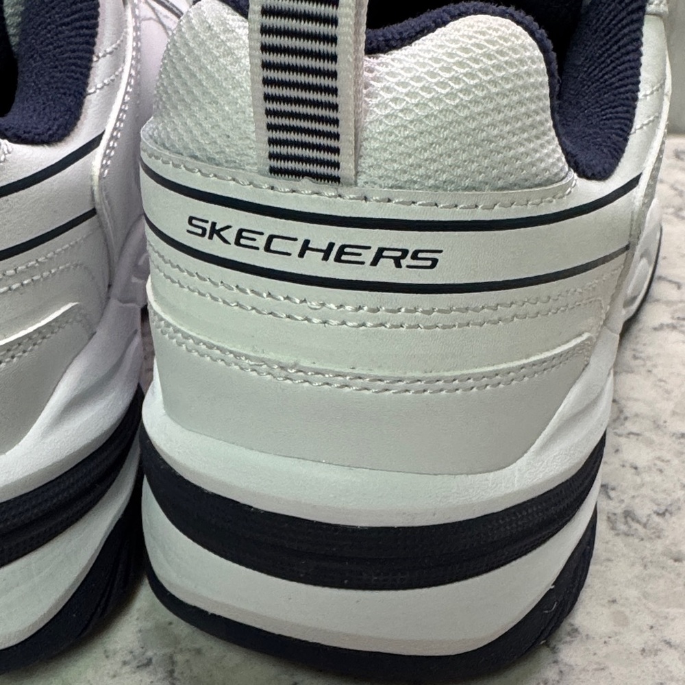 Skechers White and Navy Sneakers NWOTS SIZE 12